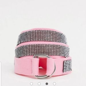 Pink Plus size rhinestone belt